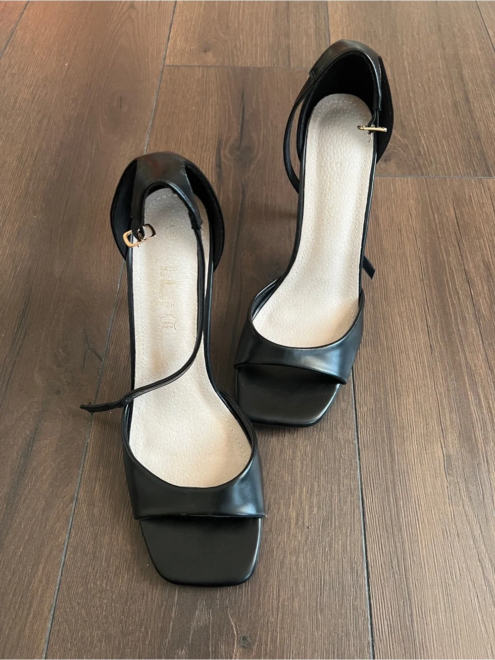 Classic Black Open-Toe Ankle Strap Heels